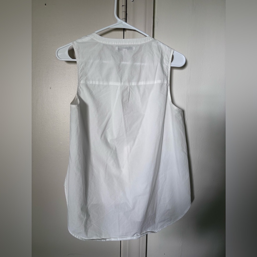 White Poplin Cotton Tank with Ruffled Hem. - Picture 6 of 7